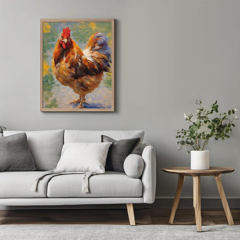 Posterizer 1 pcs- Beautiful hen oil painting style-Art for Animal Lovers- Gift for Men Women Entrepreneur Teens-Living Room Bedroom Decor- unframe...