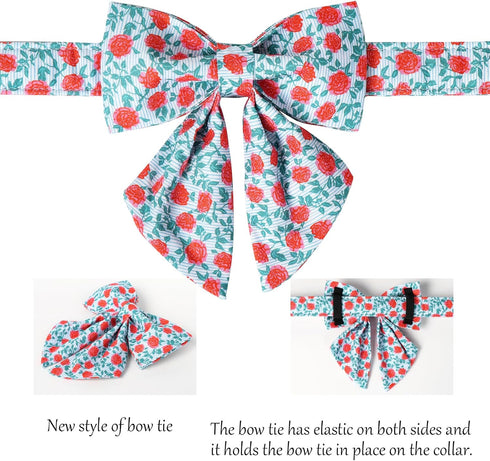 Lionet Paws Design Dogs Collar Cute Flower Sailor Bow Dog Collars for Girl Female Medium Large Dogs with Rose XL...