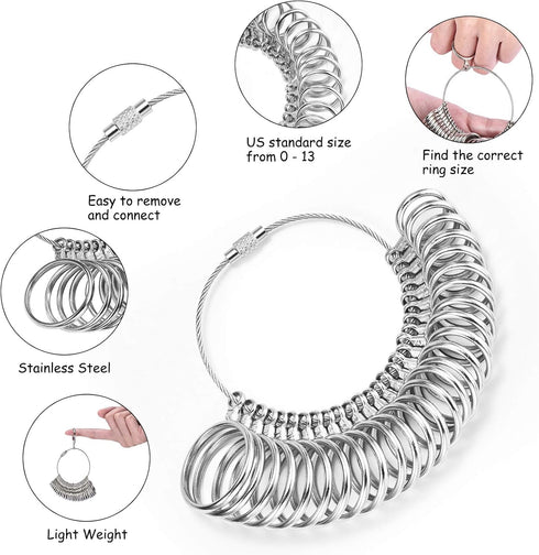 Ring Sizer Measuring Tool, NuLink Aluminum Ring Mandrel Dual Measurement Size Metal Rings Sizers Tools Kit Adjuster for Women Men Rings...