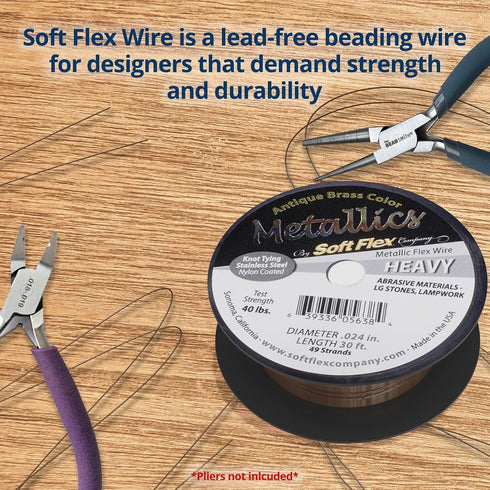 Soft Flex 49 Strand Beading Wire - Heavy 0.24 Diameter - 30 Feet Nylon Design Wire...