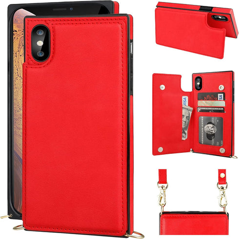 Bocasal Crossbody Wallet Case for iPhone Xs Max Credit Card Holder PU Leather Kickstand Shockproof Detachable Cross Body Strap Lanyard Magnetic Cl...