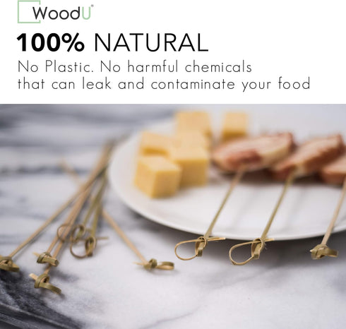 Bamboo Skewers for Appetizers 6" 100 Pcs - Wooden Cocktail Picks - Fancy Toothpicks for Parties...