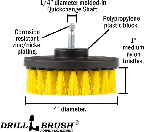 Cleaning Supplies - Scrub Brush for Tile - Bathroom Accessories - Drill Brush - Bathroom Cleaner Brush - Bath Mat Brush - Carpet Cleaner - Shower ...