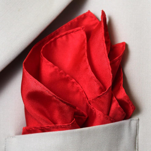Fine Red 100% Silk Pocket Square for Men Full-Sized 17"x17"...