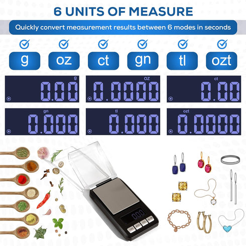 Mini Digital Scale 0.01X200g Accuracy Scale Food Scale Kitchen Scale for Coffee Medicine Weighing Scale Black Color, small...