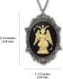Sitting Satanic Baphomet Cameo In Silver Finish Frame Necklace Pendant Ivory on Black...