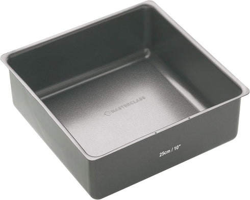 MasterClass 25 cm Deep Cake Tin with PFOA Non Stick and Loose Bottom, 1 mm Carbon Steel, 10 Inch Square Pan...