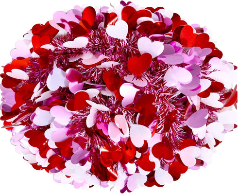 26.2 Feet Heart Tinsel Garland Valentines Metallic Tinsel Twist Garland Shiny Hanging Decoration for Valentines Tree Wreath Wedding Party Supplies...