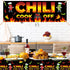Chili Cook Off Decorations, 71" x 24" Chili Cook Off Banner, 3 Pcs Chili Pepper Plastic Tablecloth Table Cover 53" x 108", Mexican Fiesta Chili Co...