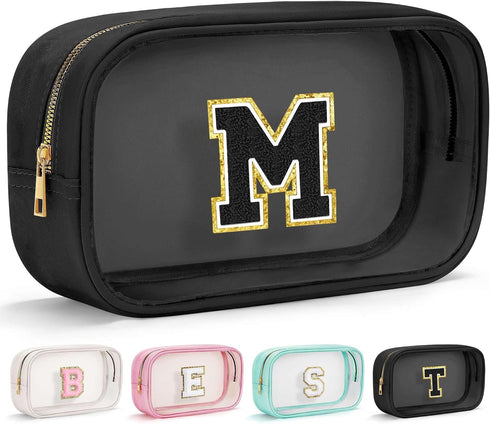 Initial Clear Make Up Bag Travel Toiletry Bag Clear Makeup Bag Cosmetic Travel Beach Toiletry Bag Car Organizer Essentials for Women Men | Gifts f...