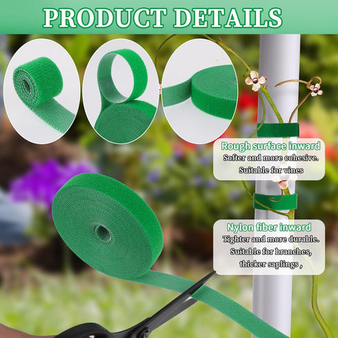 2 Rolls Plant Ties, 0.57inch x 32.8 ft Plant Ties, Reusable Adjustable Nylon Plant Tape Strap, Garden Wire Ties for Outdoor Indoor Climbing Plants...