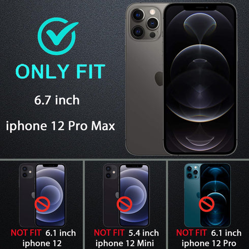 for iphone 12 Pro Max Case, Military Grade 3 in 1 Heavy Duty Shockproof/Drop Proof/Dust Proof Case with 2Pcs Tempered Glass Screen Protector (Aqua...