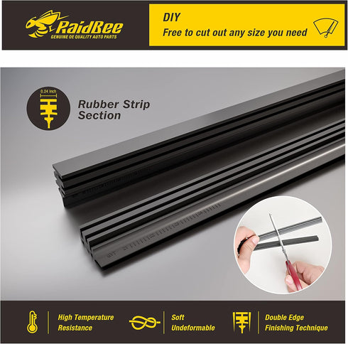 Wiper Blade Refill,4 PCs Adjustable Size of Universal Replacement Windshield Wiper Refill Replacement for Tesla,Toyota,Hyundai,Honda Front & Rear ...