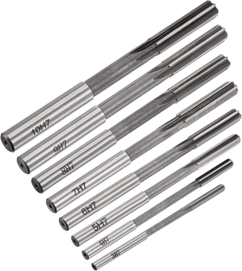 uxcell Chucking Reamer Set Lathe Machine Reamer Straight Flute Milling Cutter High Speed Steel H7 Tolerance (3mm 4mm 5mm 6mm 7mm 8mm 9mm 10mm) 8pc...