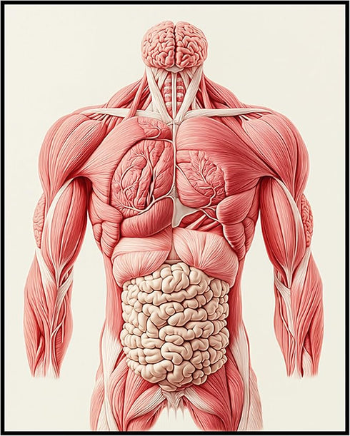 Posterizer 1 pcs-anatomical illustration of the human muscular system 3-Teachers & Classrooms-Abstract & Modern Art-School and classroom art- unfr...