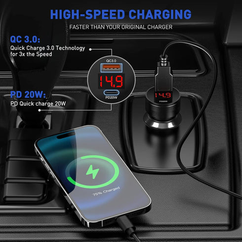 NEXPOW 38W USB C Car Charger, Fast USB Car Charger Adapter PD 20W or QC3.0 Compatible with NEXPOW Jump Starter......