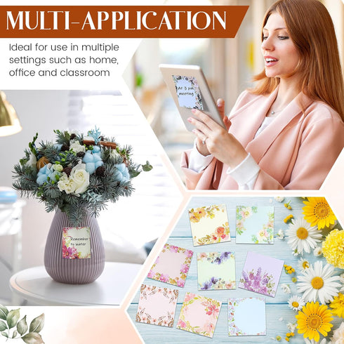Clabby 15 Pads Pop up Sticky Notes 3 x 3 Inch Floral Sticky Notes Refills Cute Sticky Pads Pop up Note Pads Flower Self Sticky Notes Memo Notes fo...