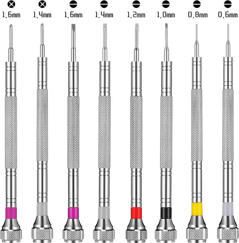 8 Pieces Precision Screwdriver, Jewelers Screwdriver Set, Watch Repair Screwdriver Set 0.6-1.6 mm, Micro Screwdriver for Watch Repair, Eyeglasses ...