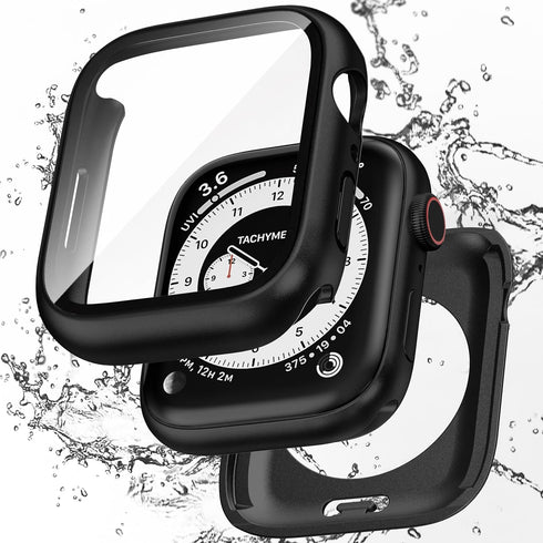 2 in 1 Waterproof Case Compatible with Apple Watch 45mm Series 9/8/7 with Tempered Glass Screen Protector, Full Coverage Bumper Cover for iWatch C...