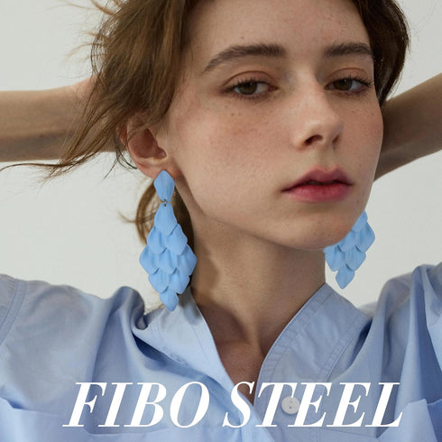 FIBO STEEL Acrylic Petal Earrings for Women Red Statement Earrings Dangle Rhombic Boho Flower Lime Green Orange Rose Big Bold Colorful Costume Jew...