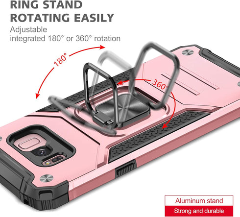 YmhxcY Galaxy S8 Case, Samsung S8 Case with HD Screen Protector, Armor Grade Case with Rotating Holder Kickstand Non-Slip Hybrid Rugged Phone Case...