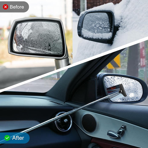 Mini Side Mirror Squeegee + Car Cleaning Brush, 2PCS Small Car Tools Kit, Car Essentials for Women Men Teens, New Car Must Haves Things, Car Truck...