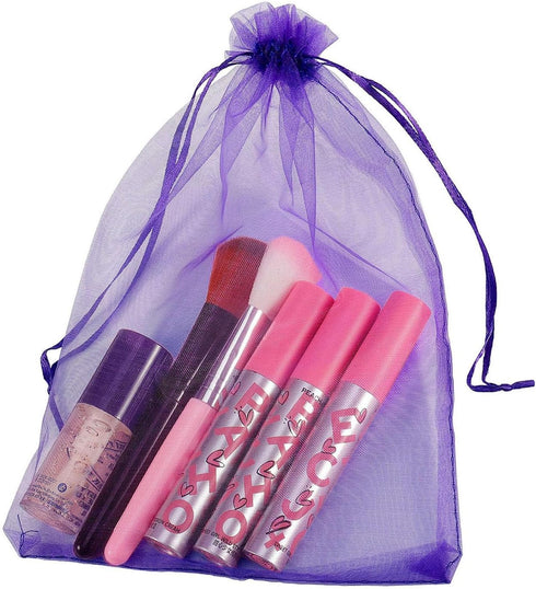 100pcs Organza Pouch Bag Drawstring 6"x9" 16x22cm Strong Gift Candy Bag Jewelry Party Wedding Favor (Puple)...