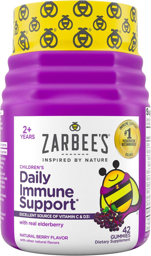 Zarbee's Elderberry Gummies for Kids with Vitamin C; Zinc & Elderberry; Daily Childrens Immune Support Vitamins Gummy Children Ages 2 and Up; Natu...