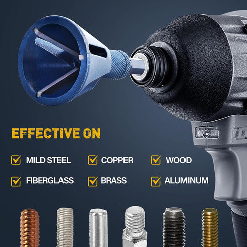 Deburring External Chamfer Tool, YG8 Carbide Blade, Deburring Drill Bit, Remove Burr Tools with Quick Release Shank, Repair Tools for Damaged Bolt...