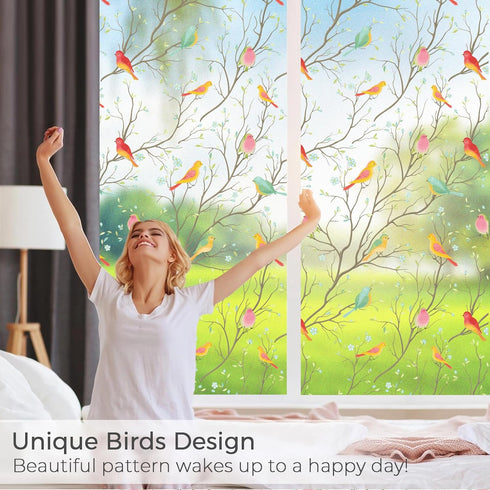 Coavas Privacy Window Film Non-Adhesive Translucent Bird Window Film Decorative Glass Film Static Cling Film Bird Windows Stickers for Home Office...