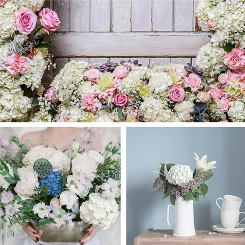 Auihiay 26 Pieces Hydrangea Artificial Flowers Silk Hydrangea Flowers Artificial Flowers Heads with Stems for Home Wedding Party Decorations (Ivor...