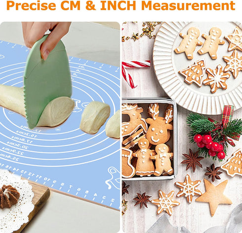 Silicone Pastry Mat for Baking, Dough Rolling Mat Non Stick Dough Mat with Measurement Baking Mat, Kitchen Counter Mat for Pie, Crust, Pizza, Cook...