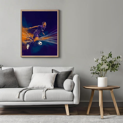 Posterizer 1 pcs-Football soccer player sprinting towards the ball-Sports & Hobby Art Gifts for sports fans Decor for Home & Office- unframed wall...