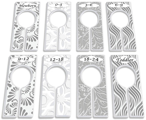 Closet Dividers for Baby Clothes by YardieBaby - Set of 8 Baby Clothing Size Age Hanger Dividers from Newborn Infant to Toddler Months Boys/Girls ...