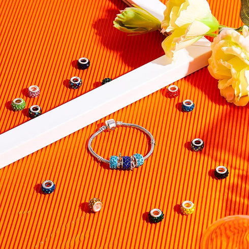 Junkin 120 Pieces Large Hole Rhinestone European Spacer Beads for Pens Jewelry Making Bulk 11mm Crystal Charm Beads for Pen Jewelry Making Supplie...