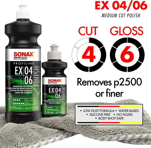 SONAX EX 04-06 Dual Action Polishing Compound | One-Step Medium Cut & High Gloss Finish | Removes Swirls, Water Spots & Oxidation | DA Polisher Sa...