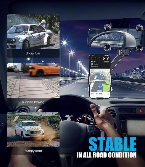 Seltureone Rear View Mirror Phone Holder, 360° Rotatable and Retractable Car Phone Holder Universal Rearview Car Phone Mount for All Mobile Phones...