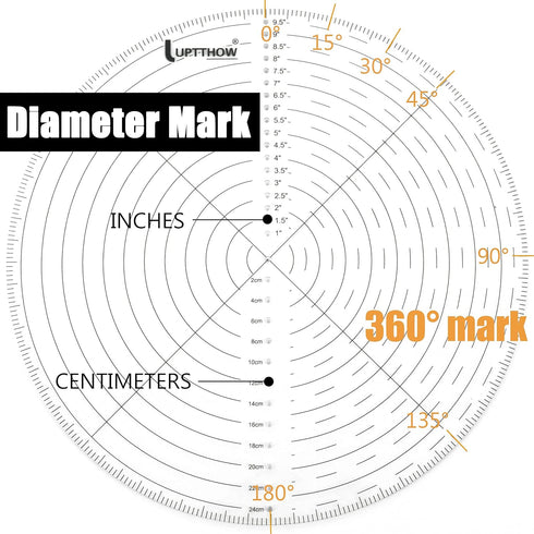 UPTTHOW 10" Round Center Finder Compass Clear Acrylic for Drawing Circles on fabric, wood, poster board, plastic, metal, glass, composites also fo...