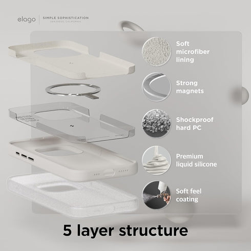 elago Magnetic Silicone Case Compatible with iPhone 15 Pro Case 6.1 Inch Compatible with All MagSafe Accessories - Built-in Magnets, Soft Grip Sil...