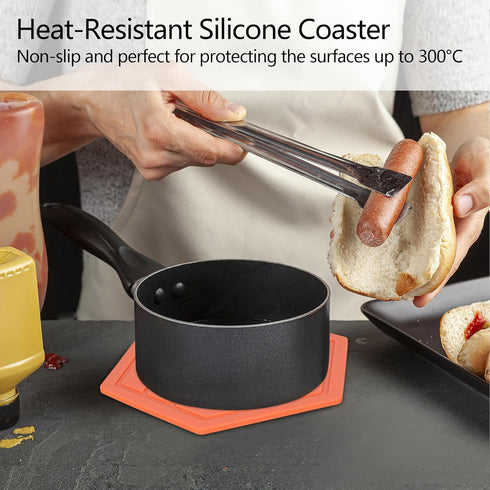Trivet Mat, Set of 3 Silicone Pot Holder, Hot Pads, Potholder for Pots and Pans (Red Coral)...