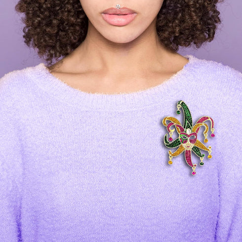 Mardi Gras Brooches for Women, Mardi Gras Pins, Large Mardi Gras Masks Brooch Pins for Women Fashion, Mardi Gras Accessories for Women, B06A...