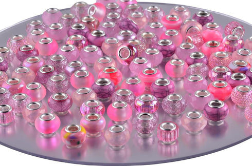 Large Hole Beads for Bracelet Jewelry Making Bulk,100pcs 15mm European Beads for Pens,Spacer Charm Lampwork Murano Glass Crystal Beads for Crafts ...