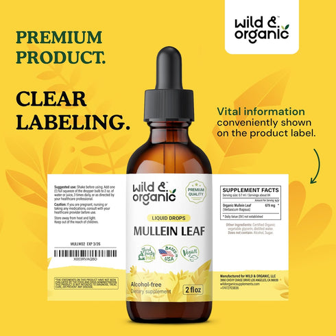 Mullein Leaf Tincture - Lung Detox - Organic Mulein Drops for Lung Health - Lung Cleanse - Mullein Leaf Liquid Extract Supplement - Vegan, No Addi...