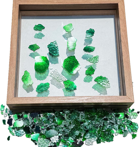 KALUCION Cracked Ice Glass Mosaic Tiles for Art Crafts, 3.5oz Value Pack Mosaic Making Supplies, Stained Glass Pieces for Adults(Green Mixed)...