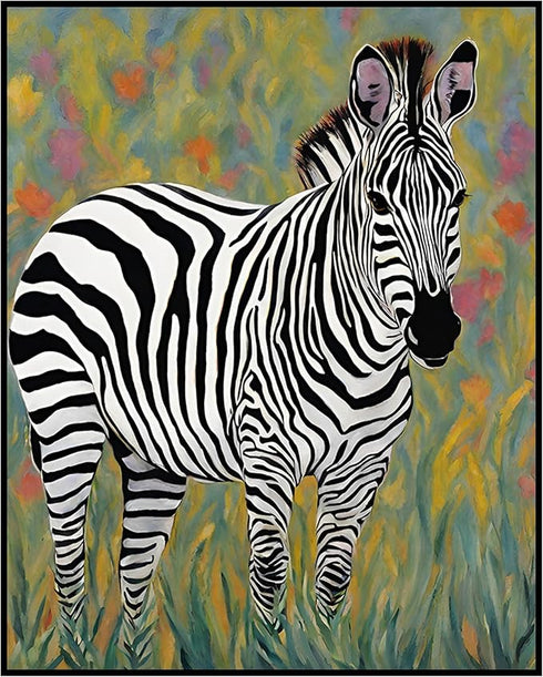 Posterizer 1 pcs- Zebra standing on the grass oil painting style-Art for Animal Lovers-Floral Botanical Art- Gift for Men Women Teens-Decor for Be...