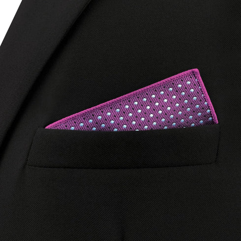 S&W SHLAX&WING Pocket Squares for Men Dotty Purple with blue Dots Color Edge...