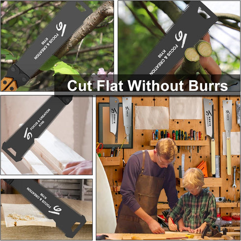 Hand Saw, 8 Inch Folding Saw with Double Edges of 13/14 TPI, SK5 Blade Wood Saw for Woodworking, Hand Saws for Hard & Soft Wood, DIY, Gifts for Me...