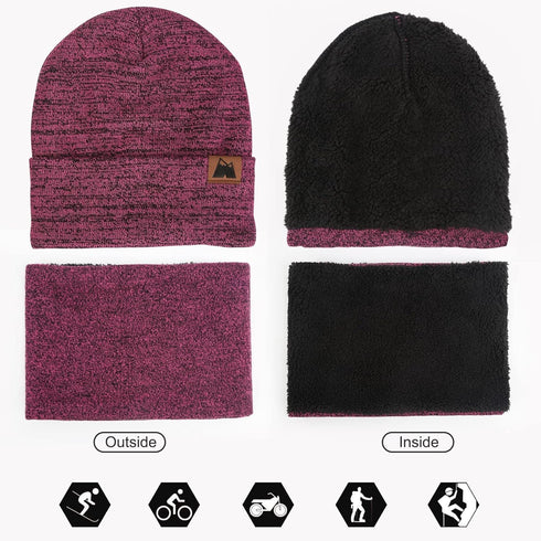 mysuntown Beanie Hat Scarf Gloves Set, Women Men Hats 3-Pieces, Fleece Lined, Touchscreen Gloves, Winter Hats for Women 2024...