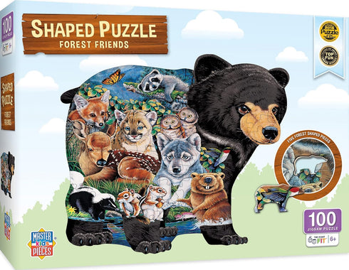 MasterPieces 100 Piece Shaped Jigsaw Puzzle for Kids - Forest Friends - 14"x19"...