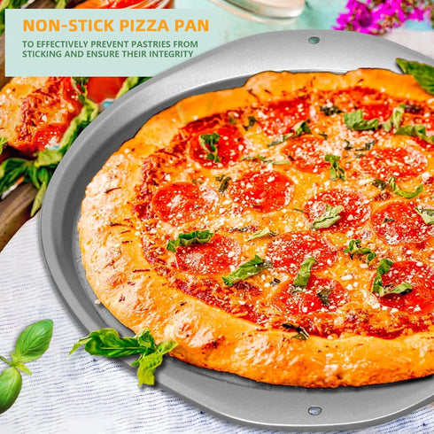 Pizza Pan - 14 Inch Nonstick Pizza Pan for Oven with Widen Handles for Cooking, Baking, and Grilling - Durable, Even Heating, Long-Lasting Kitchen...